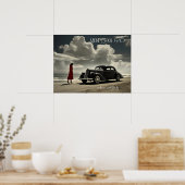 レトロマイアミビーチ1940のロードスタービーチ ポスター (キッチン)