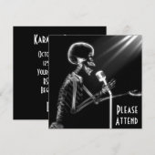 レトロマイクで歌うX線スケルトン - モノクロ 招待状 (正面/裏面)