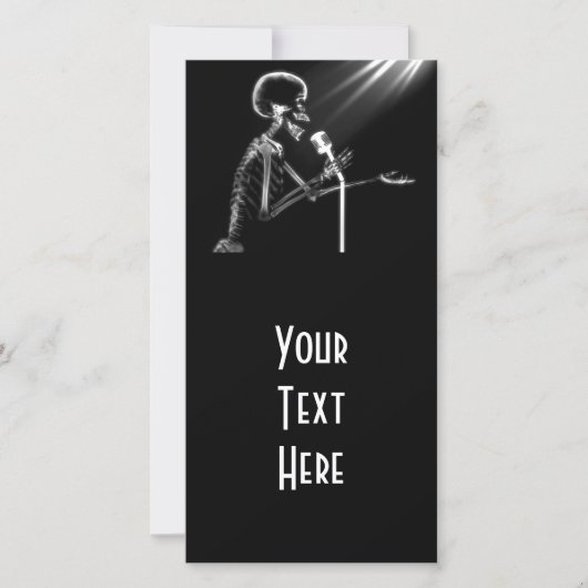 レトロマイクで歌うX線スケルトン – B&W (正面)