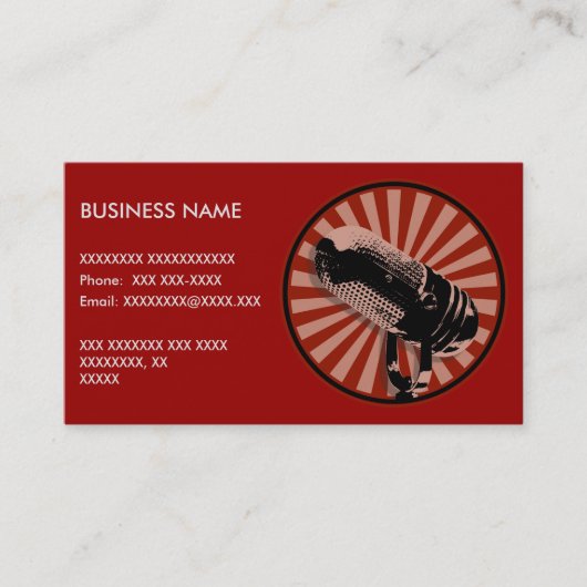 レトロマイクのグラフィック(赤) 名刺 (正面)