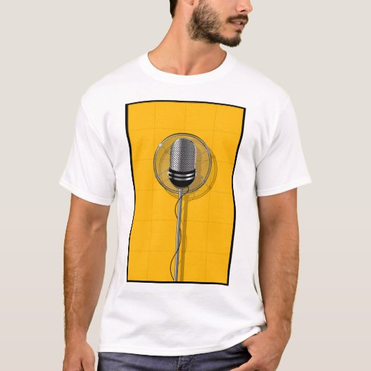 レトロマイクロフォンon大胆な黄色 tシャツ (正面)