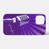 レトロマイク名前をカスタムする紫グラフィック Case-Mate iPhoneケース (裏面 (横))