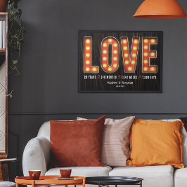 レトロマイルストーン20周年記念パーソナライズされた愛 ポスター