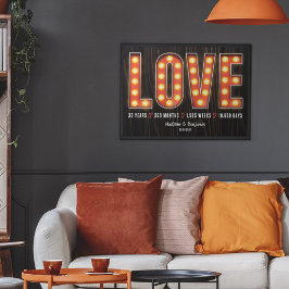 レトロマイルストーン30周年記念パーソナライズされた愛 ポスター