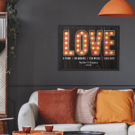 レトロマイルストーン5周年記念パーソナライズされた愛 ポスター