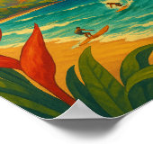 レトロマウイハワイサーファーパラダイストラベル ポスター (角)