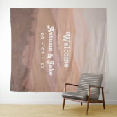 レトロマウンテンとフォレストピンク結婚の歓迎 タペストリー (インサイチュ(横))