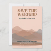 レトロマウンテンウィークエンド日付カードを保存 セーブザデート (正面)