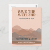 レトロマウンテンウィークエンド日付カードを保存 ポストカード (正面/裏面)