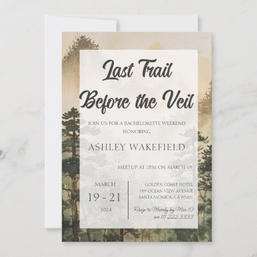 レトロマウンテンキャンプバチェロレッテ週末旅行 招待状 (正面)