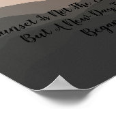 レトロマウンテンサンセットランドスケープ素晴らしイラストレーション ポスター (角)