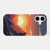 レトロマウンテンサンセット iPhone 16ケース (裏面横)