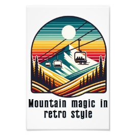 レトロマウンテンスキーリフトアドベンチャーアンダーサン フォトプリント           
