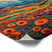 レトロマウンテンズランドスケープイラストレーション 芸術的 ポスター (角)