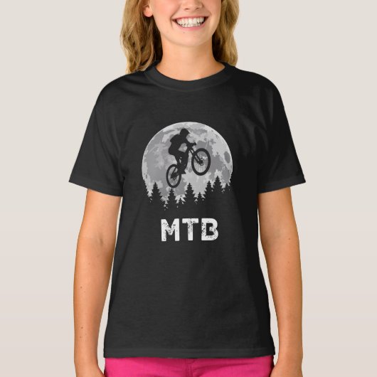 レトロマウンテンバイクに乗るＭＴＢライダー Tシャツ (正面)