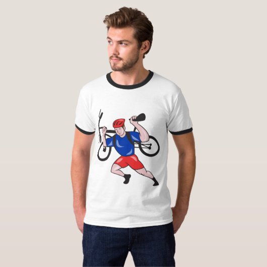 レトロマウンテンバイクもしくは自転車に乗る人Tシャツ Tシャツ (正面フル)