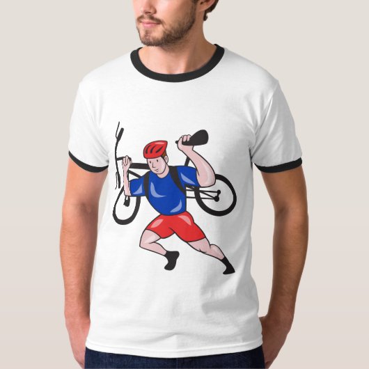 レトロマウンテンバイクもしくは自転車に乗る人Tシャツ Tシャツ (正面)