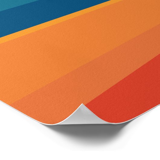 レトロマウンテンランドスケープイラストレーションブルーイエロー ポスター (角)