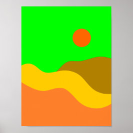 レトロマウンテンランドスケープイラストレーションポスター ポスター