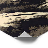 レトロマウンテンランドスケープイラストレーションポスター ポスター (角)