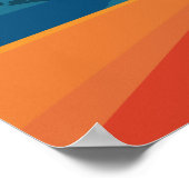 レトロマウンテンランドスケープイラストレーションレッドブルー ポスター (角)