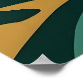 レトロマウンテンランドスケープイラストレーションレッドブルー ポスター (角)