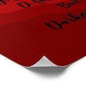 レトロマウンテンランドスケープイラストレーションレッド ポスター (角)