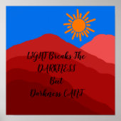 レトロマウンテンランドスケープイラストレーションレッド ポスター (正面)