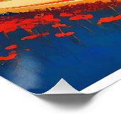 レトロマウンテンランドスケープイラストレーション自転車乗 ポスター (コーナー)