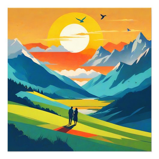 レトロマウンテンランドスケープラブ フォトプリント            (正面)