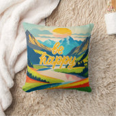 レトロマウンテンランドスケープBe happy クッション (ブランケット)