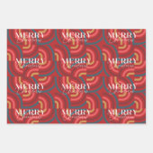 レトロマクシマリスト幾何学クリスマスホリデー ラッピングペーパーシート (正面)