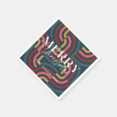 レトロマクシマリスト幾何学ティール（緑がかった色）クリスマス スタンダードカクテルナプキン (角)