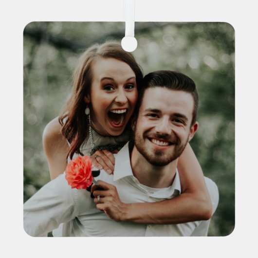 レトロマクシマリスト幾何学赤クリスマスフォト メタルオーナメント (裏面)