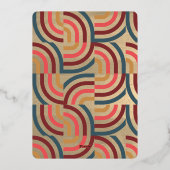 レトロマクシマリスト幾何学赤クリスマスフォト 箔シーズンカード (裏面)