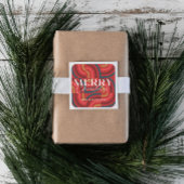 レトロマクシマリスト幾何学赤クリスマス スクエアシール