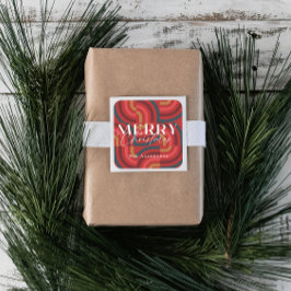 レトロマクシマリスト幾何学赤クリスマス スクエアシール