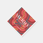 レトロマクシマリスト幾何学赤クリスマス スタンダードカクテルナプキン (角)