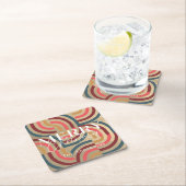 レトロマクシマリスト幾何学金ゴールドクリスマス スクエアペーパーコースター (インサイチュ)