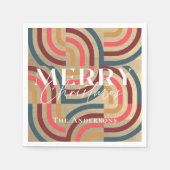 レトロマクシマリスト幾何学金ゴールドクリスマス スタンダードカクテルナプキン (正面)