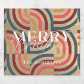 レトロマクシマリスト幾何学金ゴールドクリスマス スパークリングワインラベル (シングルラベル)