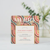 レトロマクシマリスト幾何学金ゴールドクリスマス 招待状 (スタンド正面)