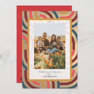 レトロマクシマリスト幾何学金ゴールド2写真新年 シーズンカード