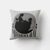 レトロマザーズデイシルエットライトグレー クッション (裏面)