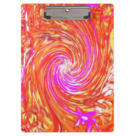 レトロマジェンタとオータムカラーの花柄スワール クリップボード