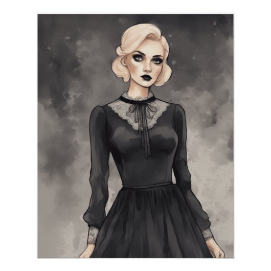 レトロマジカルドレスデザインお洒落- オートクチュールAI ポスター (正面)