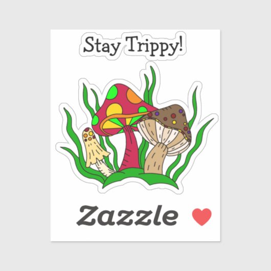 レトロマジックマッシュルーム 手描きアート シール (シート)