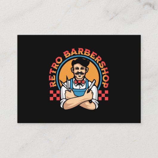 レトロマスコットバーバーバーショップ 名刺 (正面)