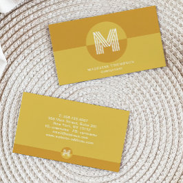 レトロマスタードイエロージオメトリックモダンモノグラム 名刺