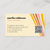 レトロマスタードイエローブラウンピンクボホラインミニマル 名刺 (裏面)